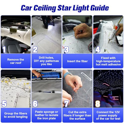 6W Mini Size Twinkle 650pcs*0.03in*9.8ft Starlight Headliner Kit, Star Lights for Car with Bluetooth APP/28key Remote Control/Music Effect, RGBW Fiber Optic Lights for Home Ceiling - size: 650pcs*0.03in*9.8ft