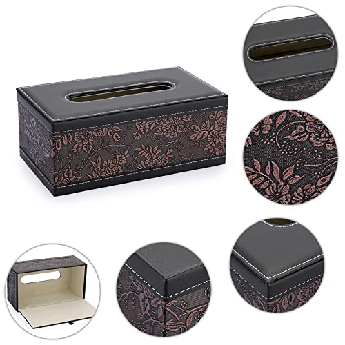 Sumnacon Tissue Box Cover Rectangule Leather Tissue Box with Magnetic Bottom,Stylish PU Tissue Box Holder for Bathroom Toilet Bedroom Living Room Desk Table Office Car (Pack of 2) - color: Brown, size: Medium (Pack of 2)