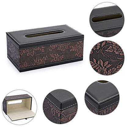 Sumnacon Tissue Box Cover Rectangule Leather Tissue Box with Magnetic Bottom,Stylish PU Tissue Box Holder for Bathroom Toilet Bedroom Living Room Desk Table Office Car (Pack of 2) - color: Brown, size: Medium (Pack of 2)