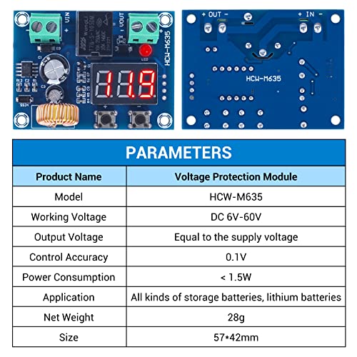 2 PCS Digital Low Voltage Protector, ICSTATION DC 12-36V 20A Low Voltage Cutoff Disconnect Switch Over-Discharge Protection Module for Lead Acid Lithium Battery Solar Panel Lighting System