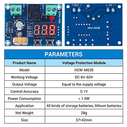 2 PCS Digital Low Voltage Protector, ICSTATION DC 12-36V 20A Low Voltage Cutoff Disconnect Switch Over-Discharge Protection Module for Lead Acid Lithium Battery Solar Panel Lighting System