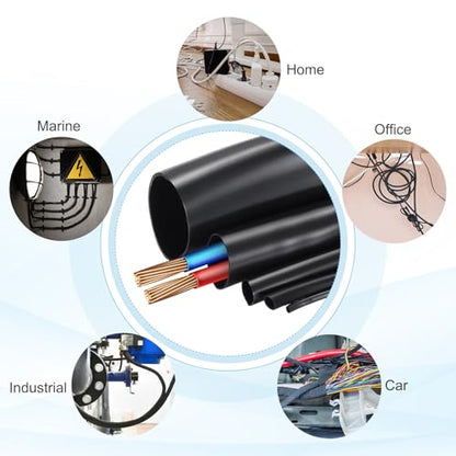 MECCANIXITY 5m PVC Cable Sleeve Tubing, 16mm 5/8" PVC Tube Black Cord Organizer Wire Shielding Sheathing Wrap - size: 5m x 16mm