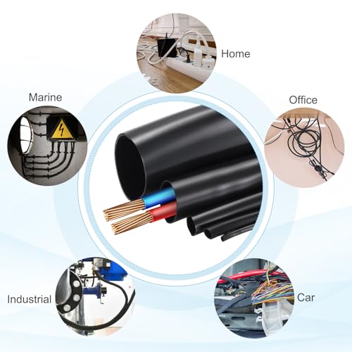 MECCANIXITY 5m PVC Cable Sleeve Tubing, 10mm 3/8" PVC Tube Black Cord Organizer Wire Shielding Sheathing Wrap - size: 5m x 10mm