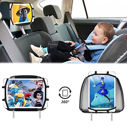 Car Headrest Mount Silicon Holder, Universal Tablet Holder in Back Seats, Car Mount Angle-Adjustable Car Headrest Holders Fits All 7-12.9 inch Tablets/Game Machines¡­