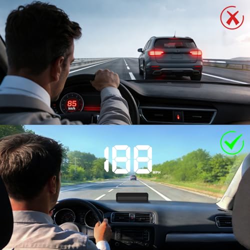 Heads up Display for Cars, Car HUD, GPS Speedometer,Head up Display for Car - color: White
