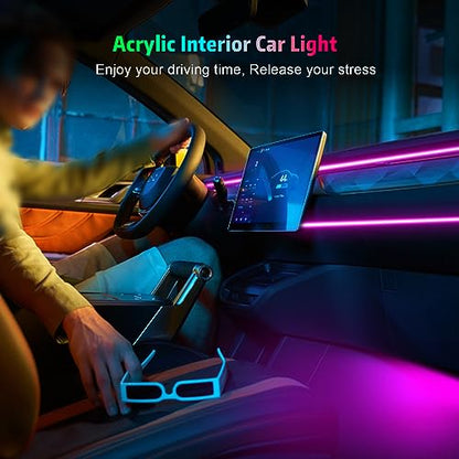 Interior Car LED Strip Lights, AMKI Acrylic LED Lights RGB 10 in 1 with Wireless APP Control Music Sync, Car Ambient Lighting Kits, Music Sync & DIY Function - size: RGB color 10 in 1