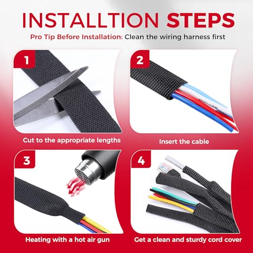 2 in 1 Heat Shrink Braided Sleeving Fabric Tubing 1/2"-14FT - size: 1/2"(12mm), style: 14FT