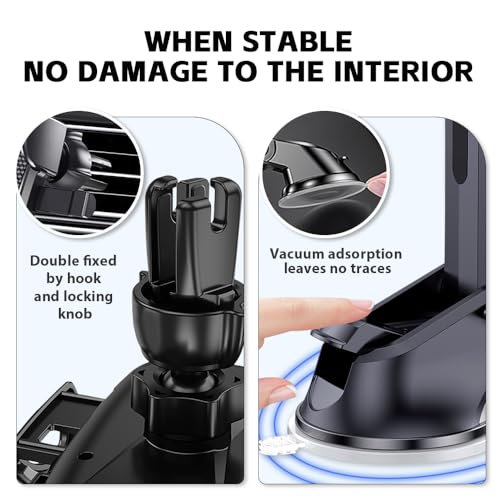 Car Phone Holder, Phone Holder Vent，CarWindshield Dashboard Truck Suction Cup, 360°Adjustable, Automobile Cradles Universal,car Phone Holders for iPhone Size 4.7inch-7inch