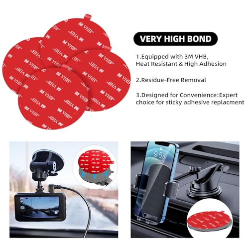 Double Sided Adhesive Pads,Car Mount Sticky Pad Replacement.Sticky Dash Cam Mounting Tape.Heavy Duty Tape Sticker for Dashboard &Daily Use.Waterproof,Heat-resistant.Easy Use,Squares&Round,6PCS - style: With Easy Tear Handle-Grey
