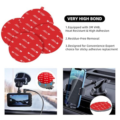 Double Sided Adhesive Pads,Car Mount Sticky Pad Replacement.Sticky Dash Cam Mounting Tape.Heavy Duty Tape Sticker for Dashboard &Daily Use.Waterproof,Heat-resistant.Easy Use,Squares&Round,6PCS - style: With Easy Tear Handle-Grey