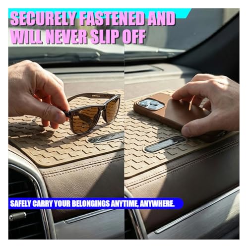 Car Dashboard Anti-Slip Pad, 10.6" × 5.7" Universal Sticky Gripping Mat, Multifunctional Automotive Interior Cell Phone Holder for Sunglasses, Keys, Coins, GPS, Electronic Devices (Beige) - color: Beige