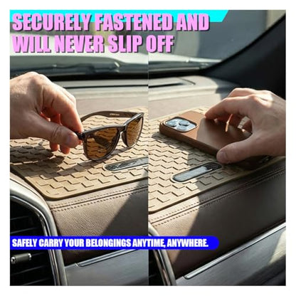 Car Dashboard Anti-Slip Pad, 10.6" × 5.7" Universal Sticky Gripping Mat, Multifunctional Automotive Interior Cell Phone Holder for Sunglasses, Keys, Coins, GPS, Electronic Devices (Beige) - color: Beige