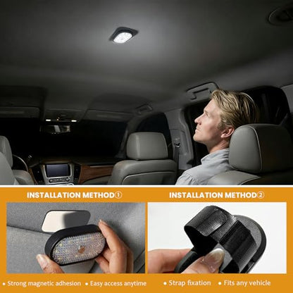 Car LED Dome Lights, 5V Wireless Bright Vehicle Roof Light Trunk Lamp with Cable, USB Rechargeable Lamp Battery Powered Ceiling Light for Most Vehicles, Car Accessories