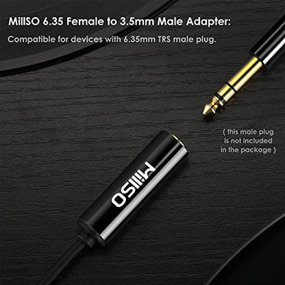 MillSO 1/4 to 3.5mm Instrument Cable, TRS Headphone Adapter 6.35mm Female to 3.5mm Male 1/8 to 1/4 Stereo Audio Adapter for Amplifier, Guitar, Piano, Speaker to Phone, Laptop, Headphone - 12inch/30cm - color: Piano Black, size: 1 FT