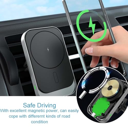 Wireless Charger Car Mount Air Vent Phone Holder, 15W Fast Charging Strong Magnetic Phone Holder for Car, Compatible with iPhone 16 15 14 Pro Max 13 Smartphone [2025 Upgraded]