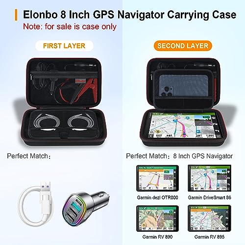 Elonbo GPS Carrying Case for 6-8 Inch Garmin GPS Navigator, Black-6-8 Inch - color: Black-6-8 Inch