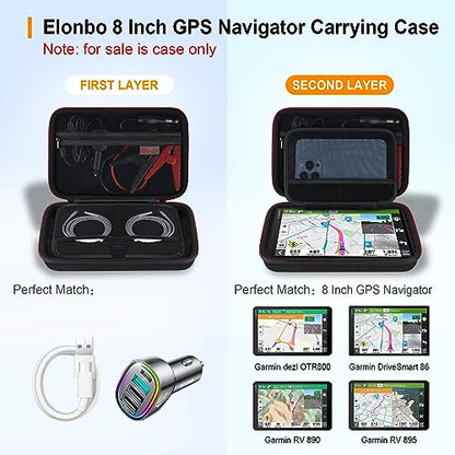 Elonbo GPS Carrying Case for 6-8 Inch Garmin GPS Navigator, Black-6-8 Inch - color: Black-6-8 Inch