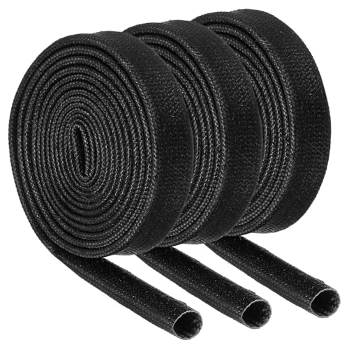 MECCANIXITY 3Pcs Wire Insulation Braid Fire Sleeve,3.28Ft-6mm ID Black, High Temp Silicone Coated Fiberglass Sleeving for Automotive Hose Lines Electrical Wiring - color: Black, size: 3.28Ft-6mm