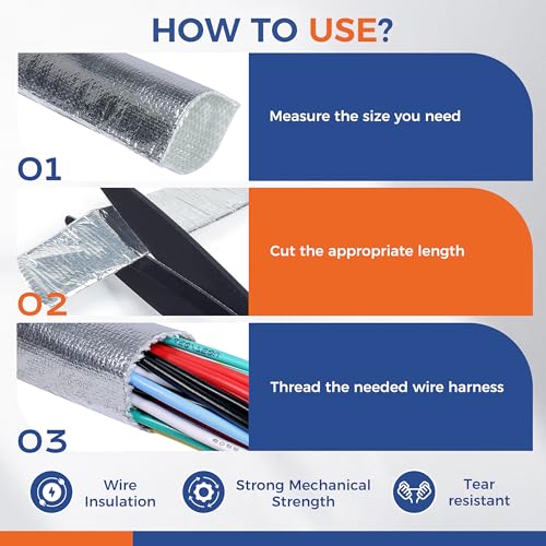 Automotive Aluminum Heat Shield Sleeve Wrap Wire Up to 485 °F, Cable Heat Shield Fire Sleeve Heat Resistance Silver Inner Diameter (1-1/2"-14ft) - size: 1-1/2"-14ft
