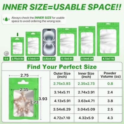 ANZNKU 100Pcs Green Mylar Bags, Resealable Smell Proof Small Zip Goodie Bag - color: Lime Green, size: 2.75×3.93 inches