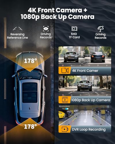 11.5" Wireless Carplay Screen for Car, Portable A pple Carplay & Android Auto Touch Screen, 4K Dash Cam/App Control/1080p Backup Camera/Mirror Link/Voice Control/GPS/Bluetooth,for All Vehicles