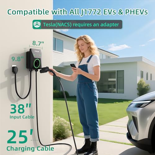 Level 2 EV Charger, 40Amp/9.6KW/240V, NEMA 14-50P, Wi-Fi(2.4 GHz) - color: Gray