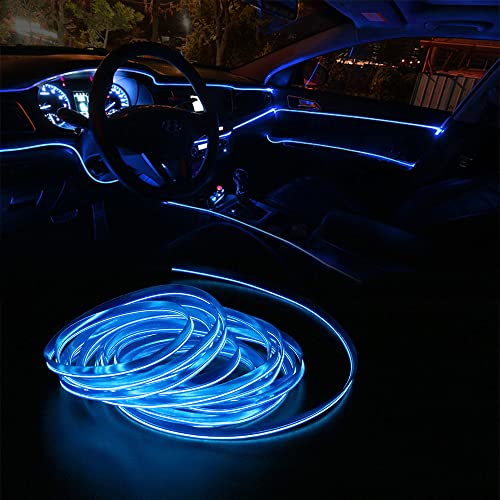 Keiurot Blue EL Wire Neon Light, 16FT USB 5V for Car Interior Trim - color: Blue