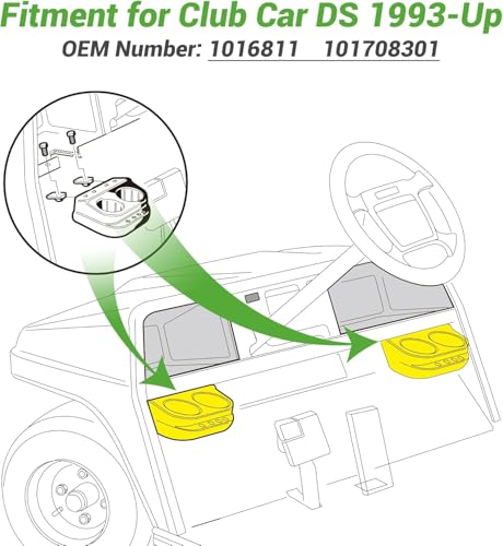 10L0L Golf Cart Dual Cup Holder for Club Car DS 1993-Up Gas & Electric Carts, Black ABS Plastic Drink Holder Storage Accessories, OEM# 1016811 101708301, 2 Pack
