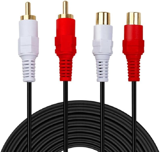 AV Extension Cable,2RCA Extension Cable Male to Female,2RCA Male to 2RCA Female Stereo Audio Cables (10FT) - size: 10FT