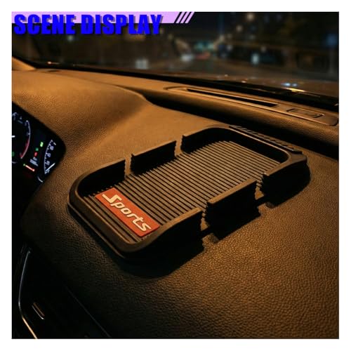 Car Dashboard Cell Phone Holder, Anti-Slip Double-Groove Car Dash Sticky Mat with Number Plate, Multifunctional Auto Interior Gripping Gel Pad Organizer for Navigation, Keys(Sport) - size: Sport