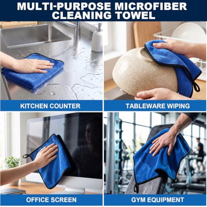 Nuenen 20 Pcs Microfiber Car Drying Towels 800 GSM Thick Plush, Blue - color: Blue