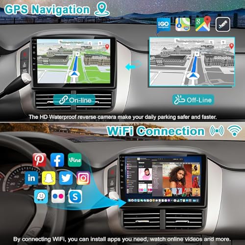 4+64G Android 13 Car Radio for Honda Pilot 2006 2007 2008,9" Touchscreen Stereo Support Wireless Carplay&Android Auto,Built-in GPS Navigation/WiFi/Steering Wheel Control/Bluetooth/Reverse Camera/HiFi