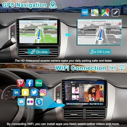 4+64G Android 13 Car Radio for Honda Pilot 2006 2007 2008,9" Touchscreen Stereo Support Wireless Carplay&Android Auto,Built-in GPS Navigation/WiFi/Steering Wheel Control/Bluetooth/Reverse Camera/HiFi