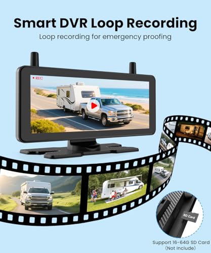 AUTO-VOX 2 Solar Wireless Backup Camera System: 3-Min Quick Installation - size: 7.2" 2-Solar Dual Cam