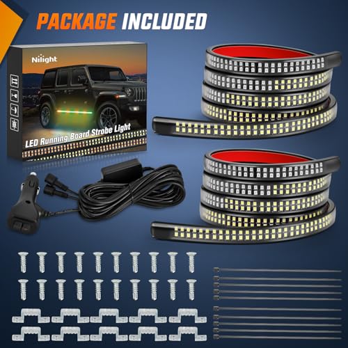 Nilight 2PCS 70 Inch Running Board LED Lights Strip Amber Green for Truck - color: Amber Green