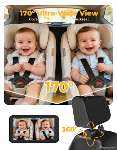 LUCKVIEW Baby Car Camera Monitor for Rear-Facing - color: Yellow