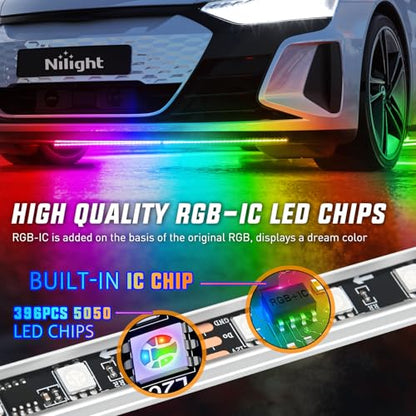 Nilight 8피스 알루미늄 드림 컬러 LED 언더글로우 스트립 조명 앱 및 리모컨 - color: 8피스 알루미늄 언더글로우 스트립 조명 드림 컬러