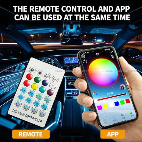 Ambient Lighting Car Led Lights Interior with APP, USB Powered Acrylic Neon Flexible Strip Fiber Optic LED Ambient Lighting kit,4 in 1 Car Center Console Dashboard RGB Sound Active Music Lights Sync - size: 4 in 1(43.3inch*1+29.5inch*2+13.8inch*1)