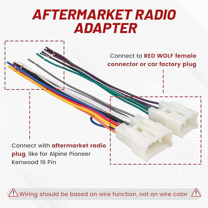 RED WOLF Stereo Harness for 1992-2019 Toyota, 2010-2019 Subaru Aftermarket Radio Wire Harness Female + Male Plug Connector Without JBL System Add Subwoofer Amplifier