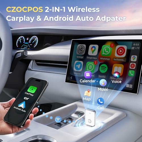 Wireless Carplay Adapter for iPhone, Convert Wired Car Play to Wireless, 2 in 1 Plug and Play Mini CarPlay and Android Auto Adapter for iOS 10 Android 11 and Above, Cars with Built-in Carplay (White) - color: White-Silver