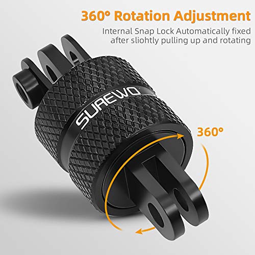 Aluminum 360 Degree Rotation Camera Mount, Metal Bracket Adapter, Aluminum Adapter Camera Mount Compatible with GoPro Hero 13/12/11/10, DJI Action 6/5 Pro/4/3, Sony and Other Action Cameras - color: Two-legged Adapter Mount