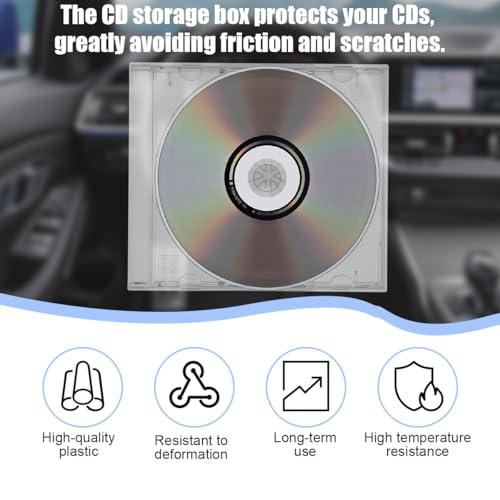 6PCS Car CD Jewel Case, Clear Vehicle CD Storage Box with Assembled Removable Tray, Automotive DVD Disc Cover Protection Replacement Accessories, Universal for SUV Truck Sedan (Transparent) - color: Transparent