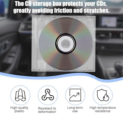 6PCS Car CD Jewel Case, Clear Vehicle CD Storage Box with Assembled Removable Tray, Automotive DVD Disc Cover Protection Replacement Accessories, Universal for SUV Truck Sedan (Transparent) - color: Transparent
