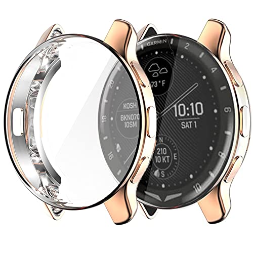 Lamshaw Compatible for Garmin D2 Air Case, All-Around Protective TPU Bumper Cover Screen Protector Case Cover Compatible for Garmin D2 Air X10 - color: Plating case-Black+Rose Gold