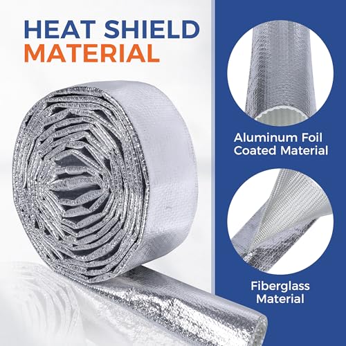 Automotive Aluminum Heat Shield Sleeve Wrap Wire Up to 485 °F, Cable Heat Shield Fire Sleeve Heat Resistance Silver Inner Diameter (1"-22ft) - size: 1"-22ft