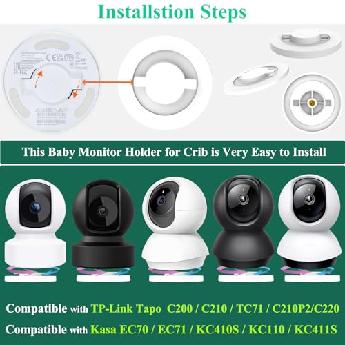 Baby Monitor Holder Mount Stand Compatible with TP-Link Tapo C200/C210/TC71/C210P2 /C220/ Kasa EC70/EC71/KC410S/KC110 Baby Cmaera Flexible Clip Clamp Mount Adjustable Baby Monitor Stand - size: 33.4" for TP-Link C200/C210/Kasa EC70 Camera
