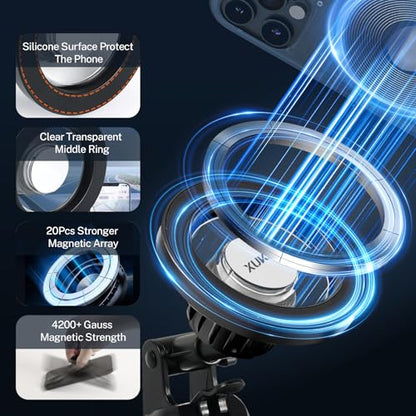 XUKEY Magnetic Car Phone Holder for Dashboard Windshield Vent Car Mount with Adjustable Telescopic Arm for Your Car Accessories Suction Cellphone Stand for iPhone 16 15 14 13 12 Pro Max Samsung
