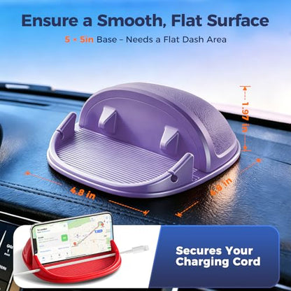 Loncaster Car Phone Holder, Car Phone Mount Silicone Car Pad Mat for Various Dashboards, Slip Free Desk Phone Stand Compatible with iPhone, Samsung, Android Smartphones, GPS Devices More (Purple) - color: Purple-1pack