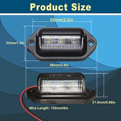 LED License Plate Light, 12V-24V DC Waterproof Lamp Taillight, 4PCS White - color: White, size: 4pcs LED license plate light