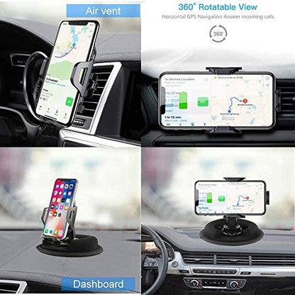 Cell Phone Vehicle Mount,Dashboard Beanbag Friction Mount,2 in 1 Dashboard Mount and Car Air Vent Holder,for iPhone Android and Other Smartphones